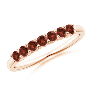 2.5mm AAAA Half Eternity Seven Stone Garnet Wedding Ring in 18K Rose Gold