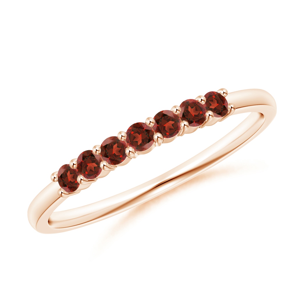 2mm AAAA Half Eternity Seven Stone Garnet Wedding Ring in Rose Gold