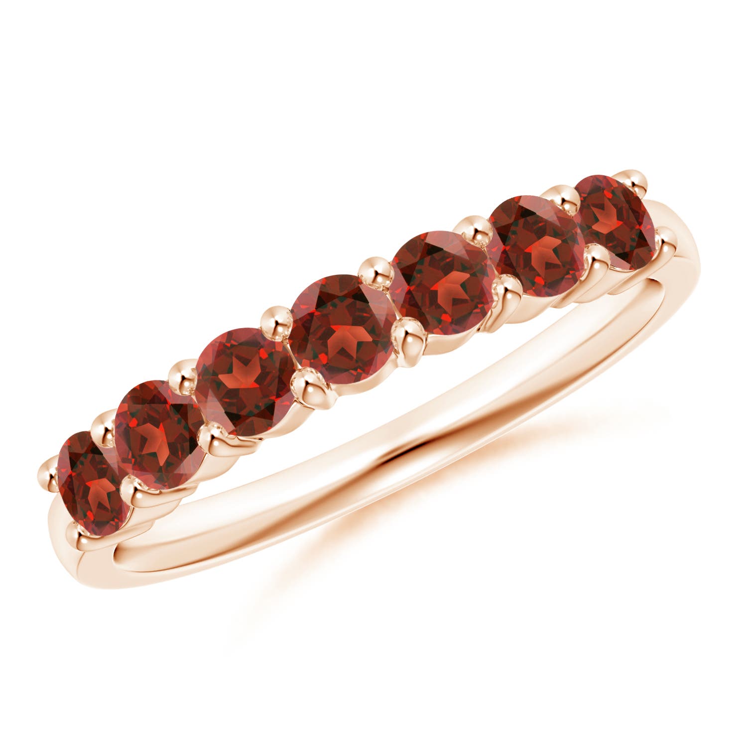 3mm AAA Half Eternity Seven Stone Garnet Wedding Ring in 18CT Rose Gold