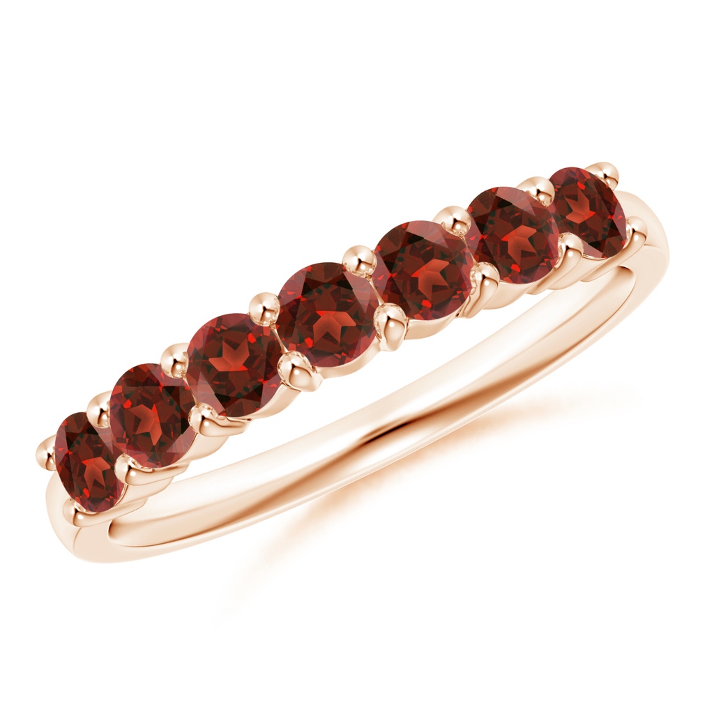 3mm AAAA Half Eternity Seven Stone Garnet Wedding Ring in Rose Gold