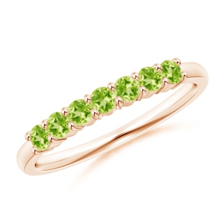 2.5mm AAAA Half Eternity Seven Stone Peridot Wedding Ring in 18K Rose Gold