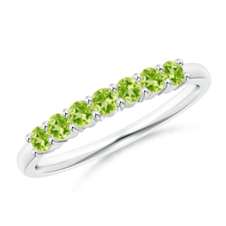 2.5mm AAAA Half Eternity Seven Stone Peridot Wedding Ring in S999 Silver
