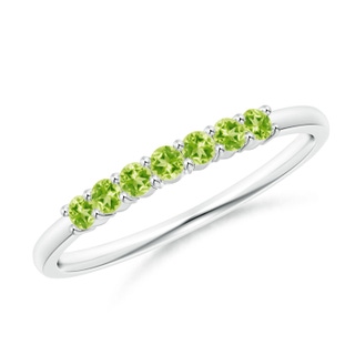 2mm AAAA Half Eternity Seven Stone Peridot Wedding Ring in 10K White Gold