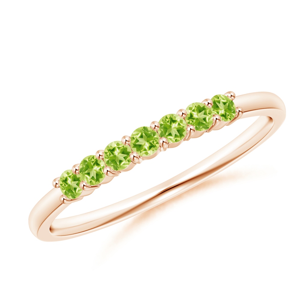 2mm AAAA Half Eternity Seven Stone Peridot Wedding Ring in Rose Gold