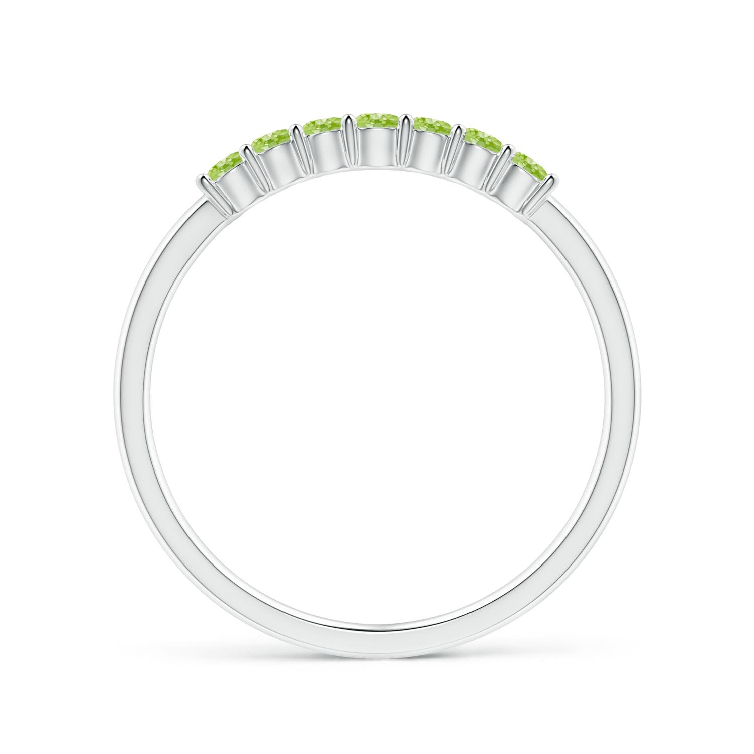 2mm AAAA Half Eternity Seven Stone Peridot Wedding Ring in White Gold - side 3