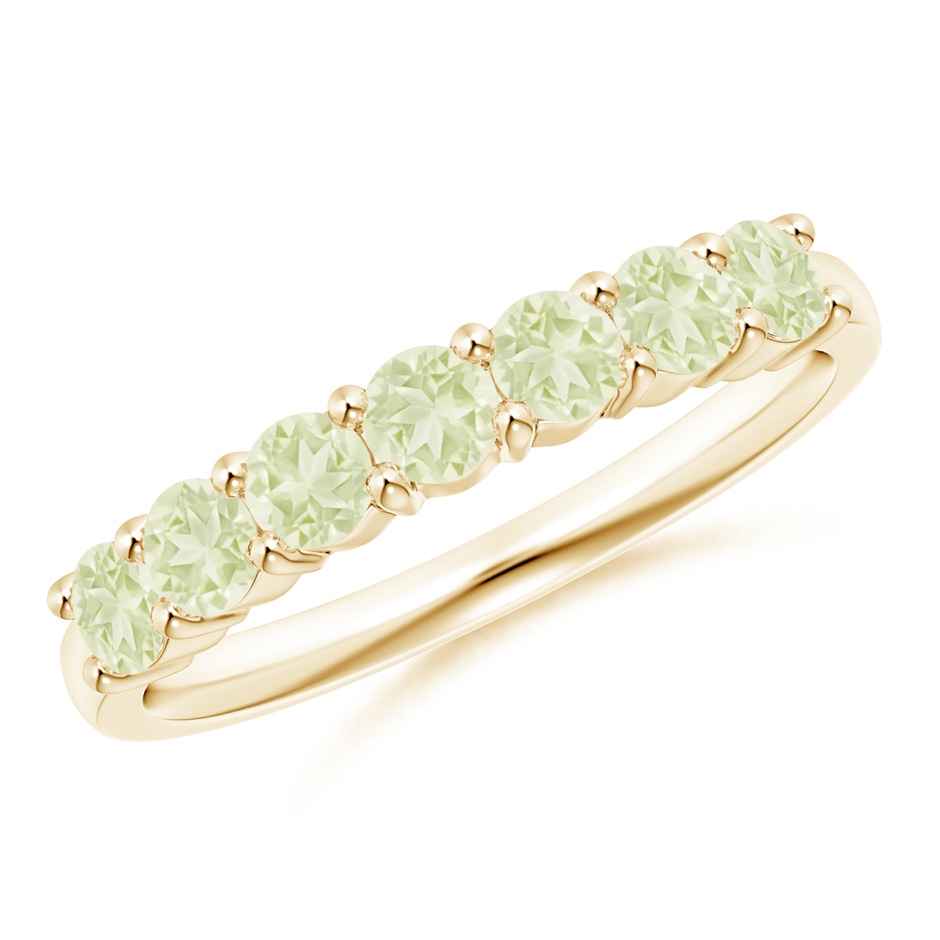 3mm A Half Eternity Seven Stone Peridot Wedding Ring in Yellow Gold 