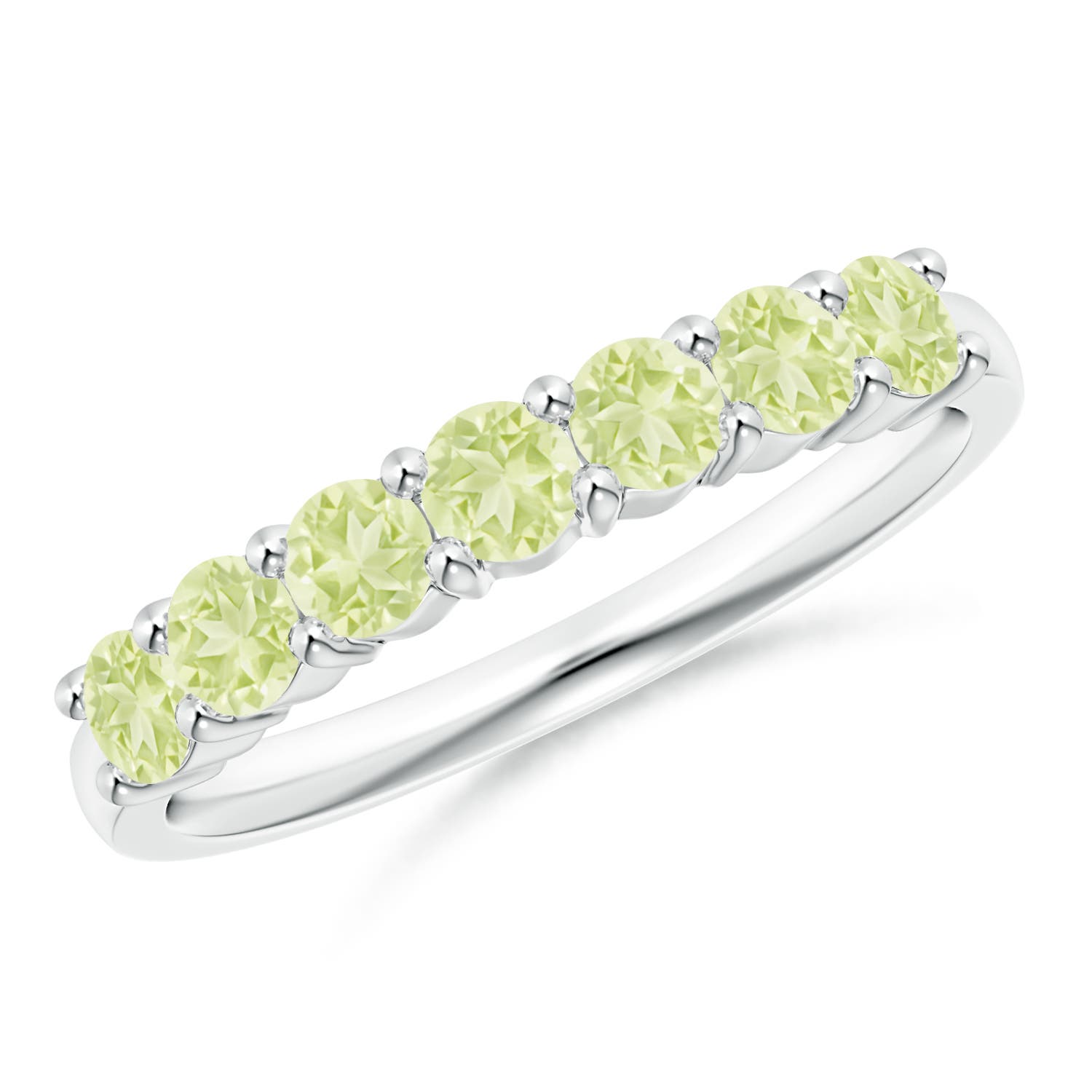 3mm AA Half Eternity Seven Stone Peridot Wedding Ring in White Gold
