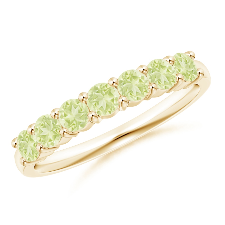 3mm AA Half Eternity Seven Stone Peridot Wedding Ring in Yellow Gold 