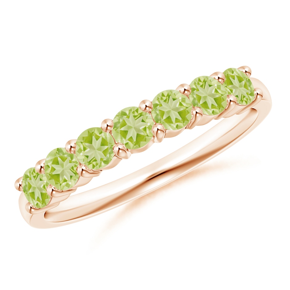 3mm AAA Half Eternity Seven Stone Peridot Wedding Ring in 18K Rose Gold 
