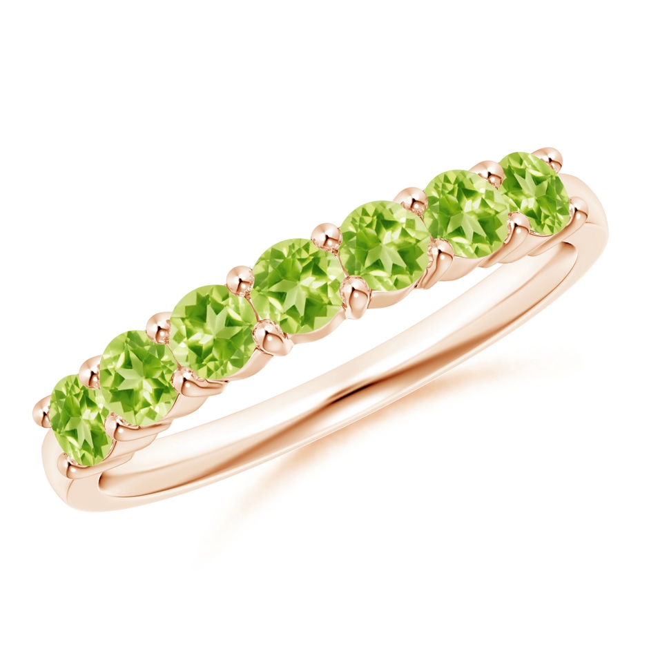 3mm AAAA Half Eternity Seven Stone Peridot Wedding Ring in 18K Rose Gold 