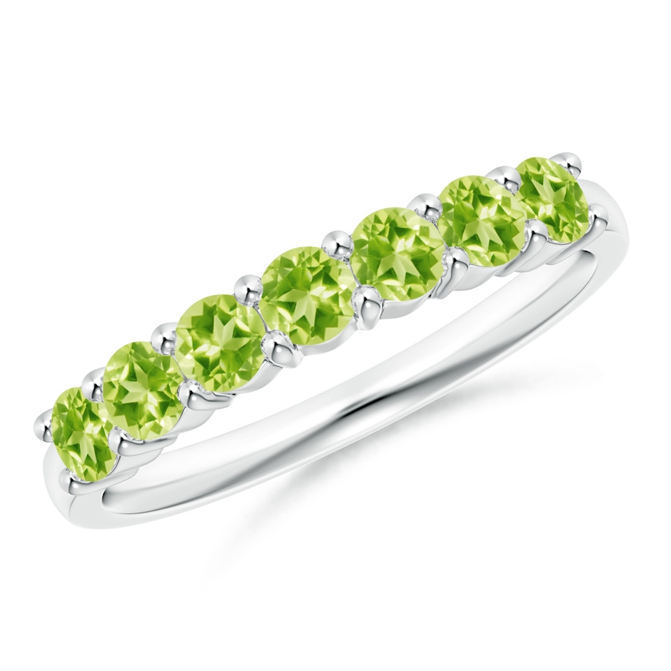 3mm AAAA Half Eternity Seven Stone Peridot Wedding Ring in White Gold 