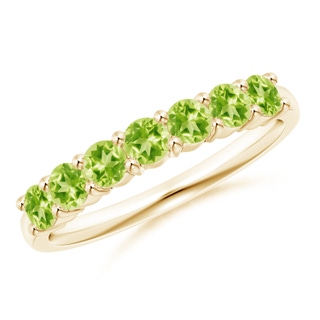 3mm AAAA Half Eternity Seven Stone Peridot Wedding Ring in Yellow Gold