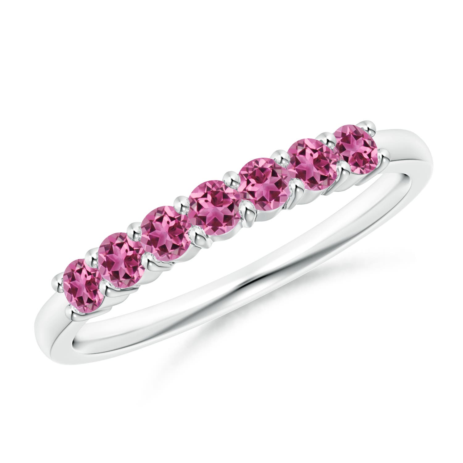 2.5mm AAAA Half Eternity 7 Stone Pink Tourmaline Wedding Ring in White Gold