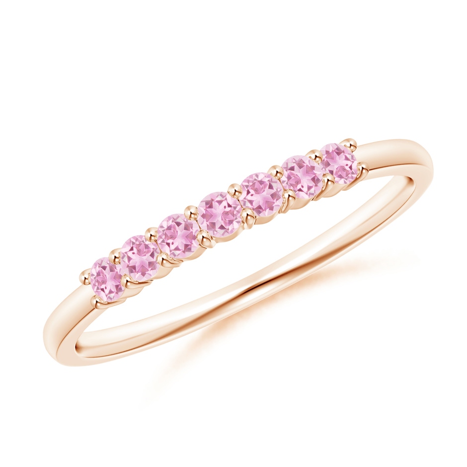 2mm A Half Eternity 7 Stone Pink Tourmaline Wedding Ring in Rose Gold 