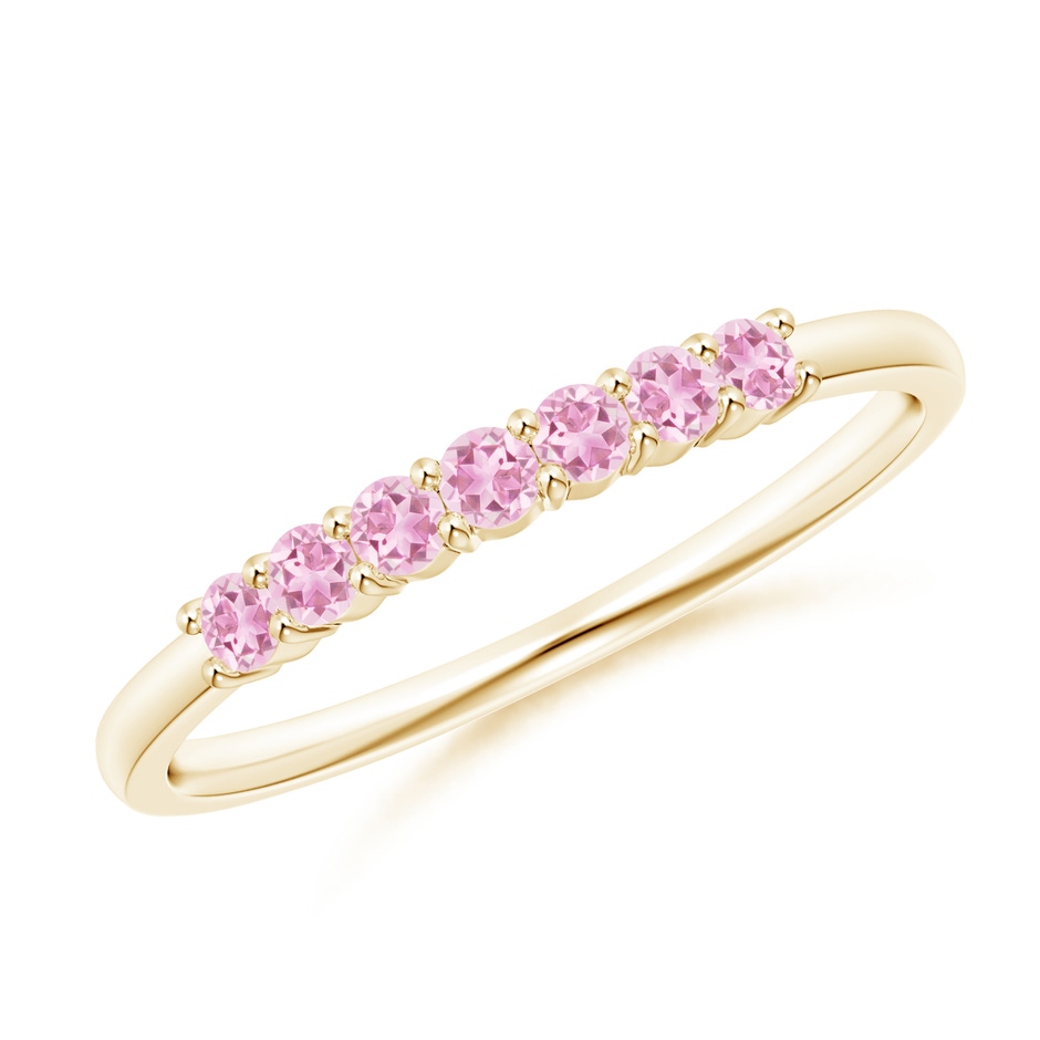 2mm A Half Eternity 7 Stone Pink Tourmaline Wedding Ring in Yellow Gold 