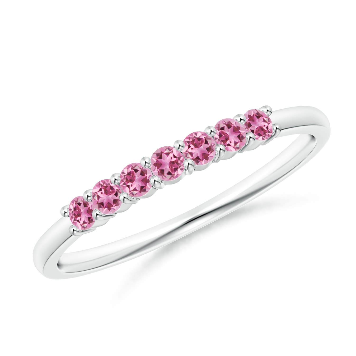 2mm AAA Half Eternity 7 Stone Pink Tourmaline Wedding Ring in White Gold