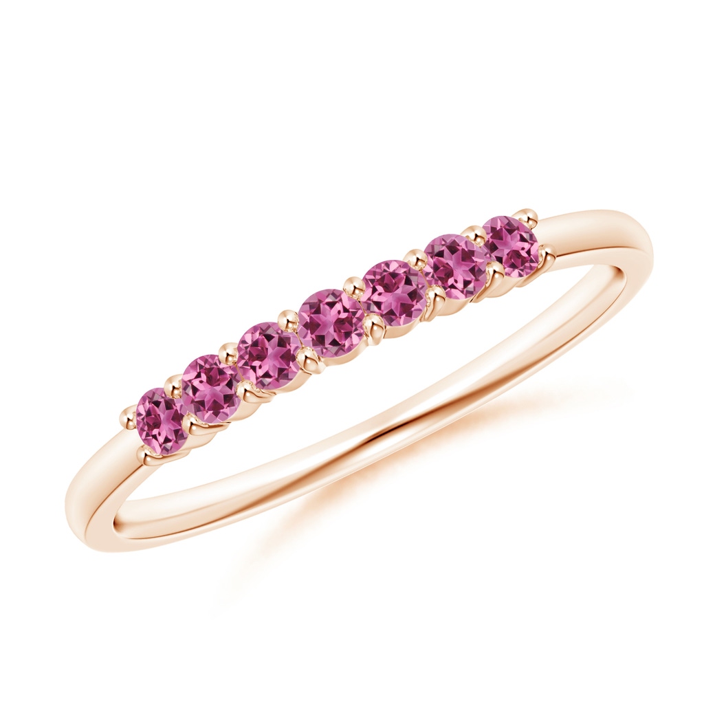 2mm AAAA Half Eternity 7 Stone Pink Tourmaline Wedding Ring in Rose Gold