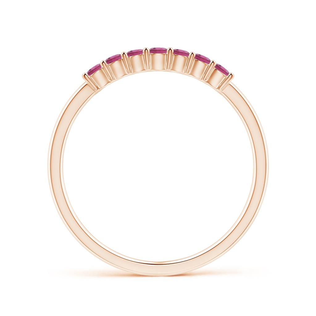 2mm AAAA Half Eternity 7 Stone Pink Tourmaline Wedding Ring in Rose Gold - side 199