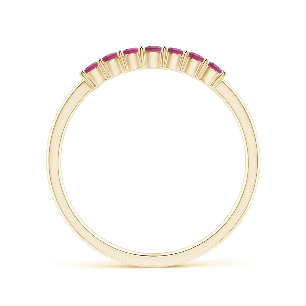 2mm AAAA Half Eternity 7 Stone Pink Tourmaline Wedding Ring in Yellow Gold - side 199