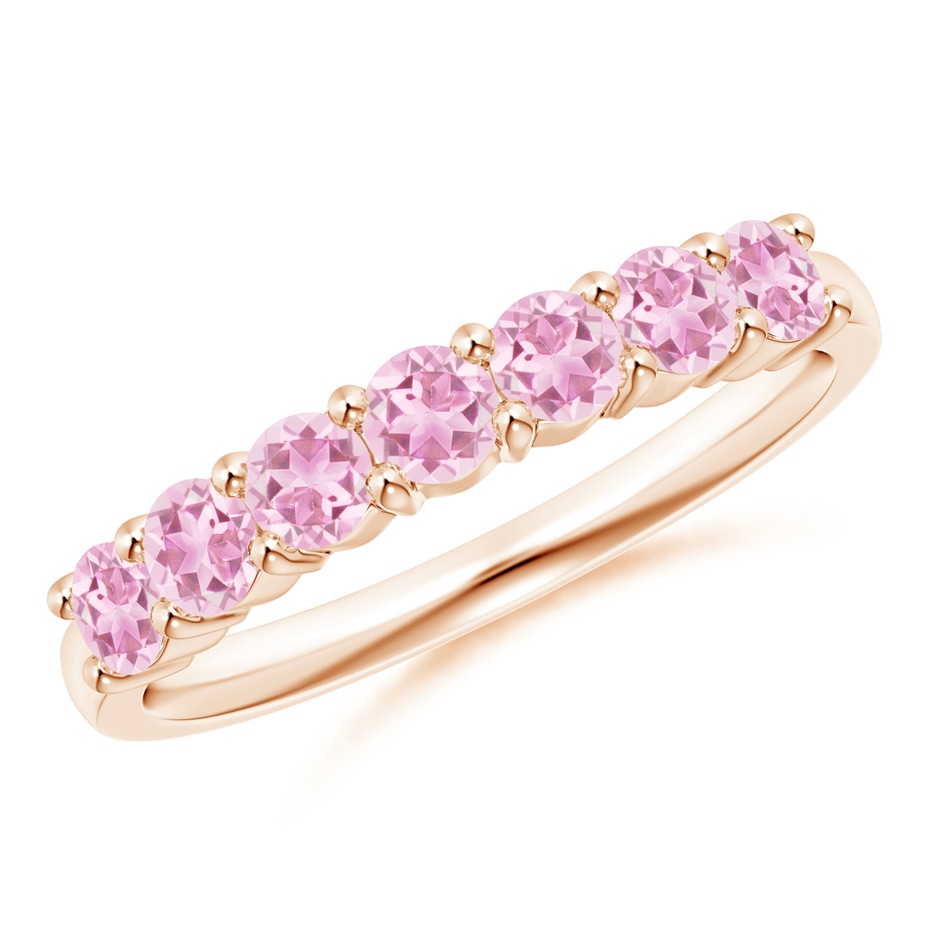 3mm A Half Eternity 7 Stone Pink Tourmaline Wedding Ring in Rose Gold 
