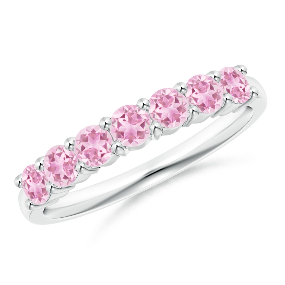 3mm A Half Eternity 7 Stone Pink Tourmaline Wedding Ring in S999 Silver 