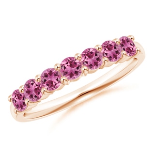 3mm AAAA Half Eternity 7 Stone Pink Tourmaline Wedding Ring in 18K Rose Gold