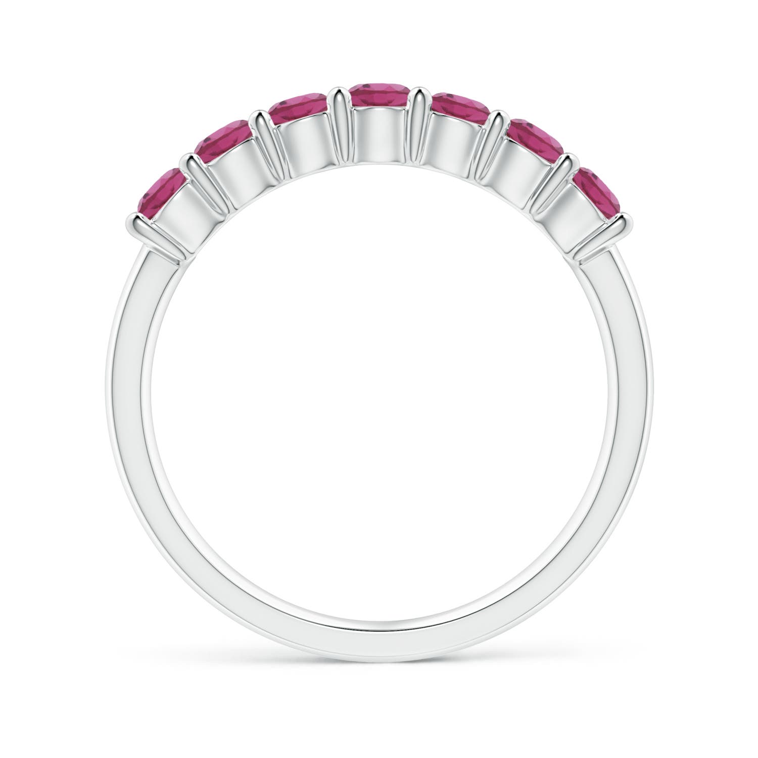 3mm AAAA Half Eternity 7 Stone Pink Tourmaline Wedding Ring in White Gold - side 3