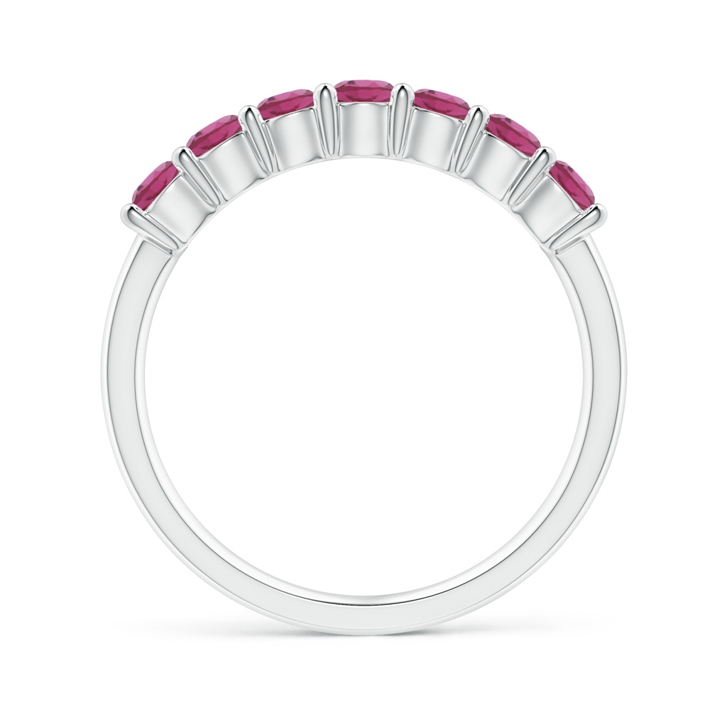 3mm AAAA Half Eternity 7 Stone Pink Tourmaline Wedding Ring in White Gold - side 199