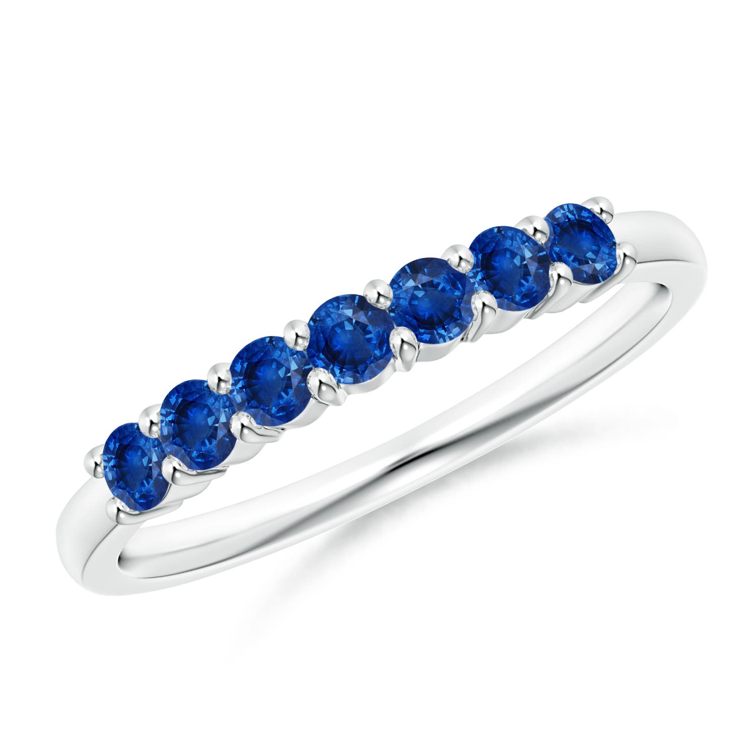 Angara 0.63 CTW Half Eternity Seven Stone Sapphire Wedding Ring in Silver