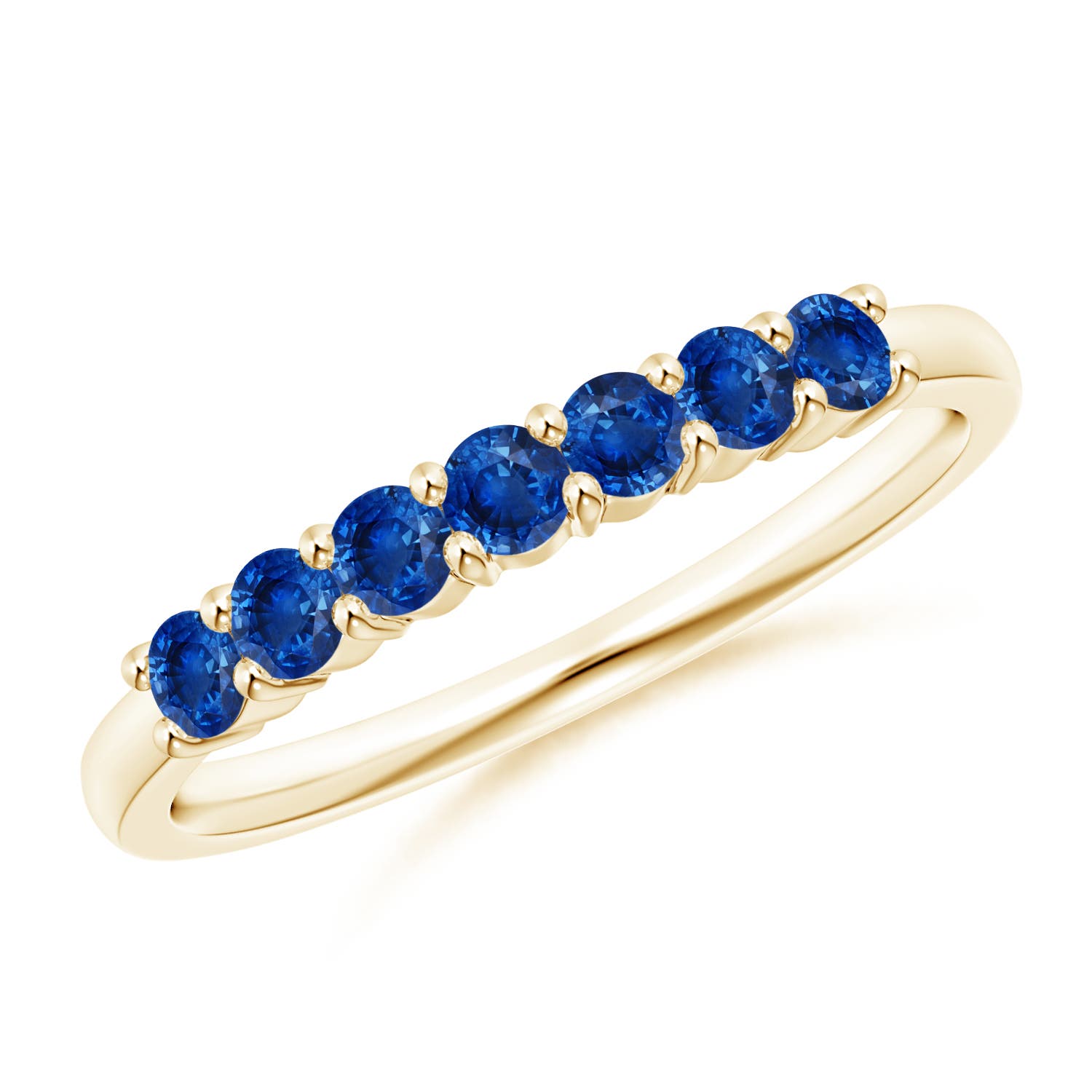 2.5mm AAA Half Eternity Seven Stone Sapphire Wedding Ring in Yellow Gold
