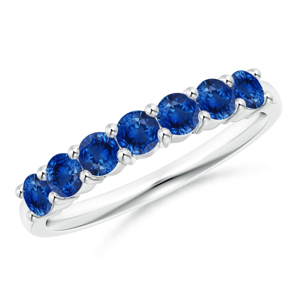 3mm AAA Half Eternity Seven Stone Sapphire Wedding Ring in 18K White Gold