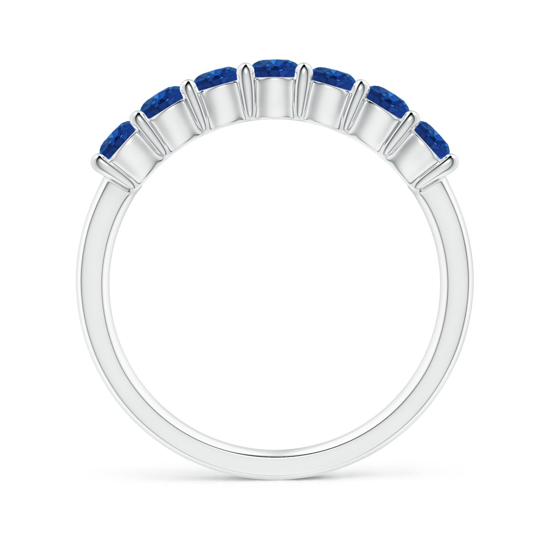 3mm AAA Half Eternity Seven Stone Sapphire Wedding Ring in 18K White Gold - side 2