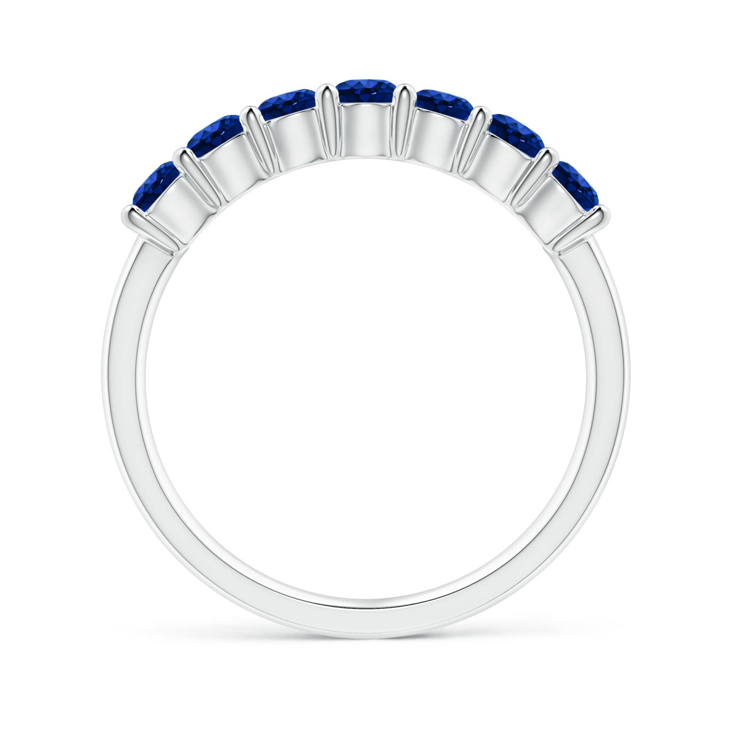3mm AAAA Half Eternity Seven Stone Sapphire Wedding Ring in 18K White Gold