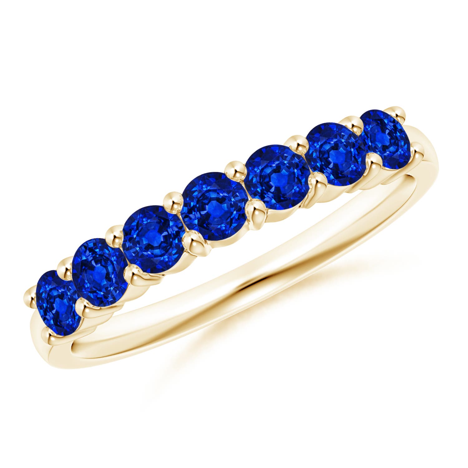 3mm AAAA Half Eternity Seven Stone Sapphire Wedding Ring in 18K Yellow Gold