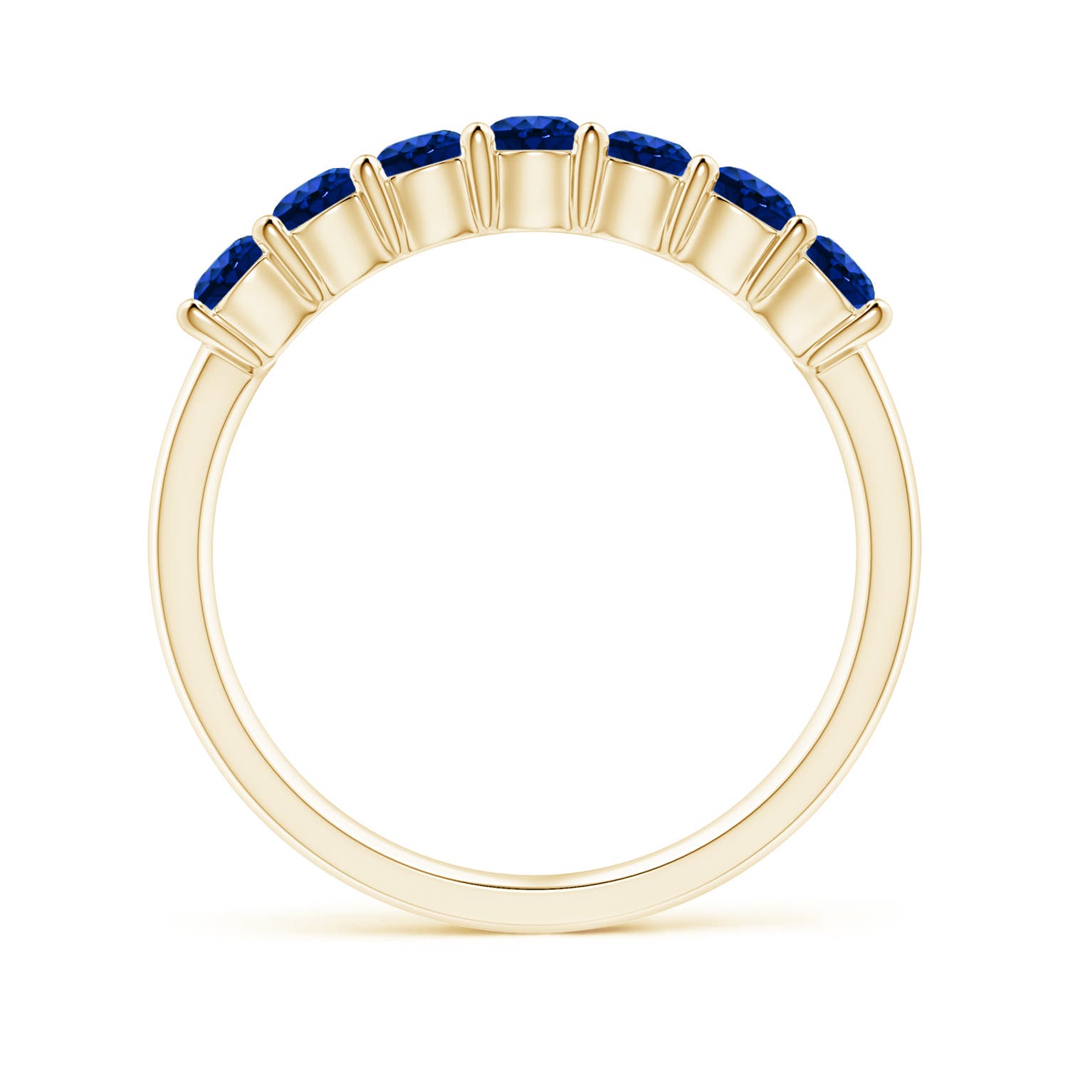 3mm AAAA Half Eternity Seven Stone Sapphire Wedding Ring in 18K Yellow Gold