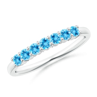 2.5mm AAAA Half Eternity Seven Stone Swiss Blue Topaz Wedding Ring in P950 Platinum