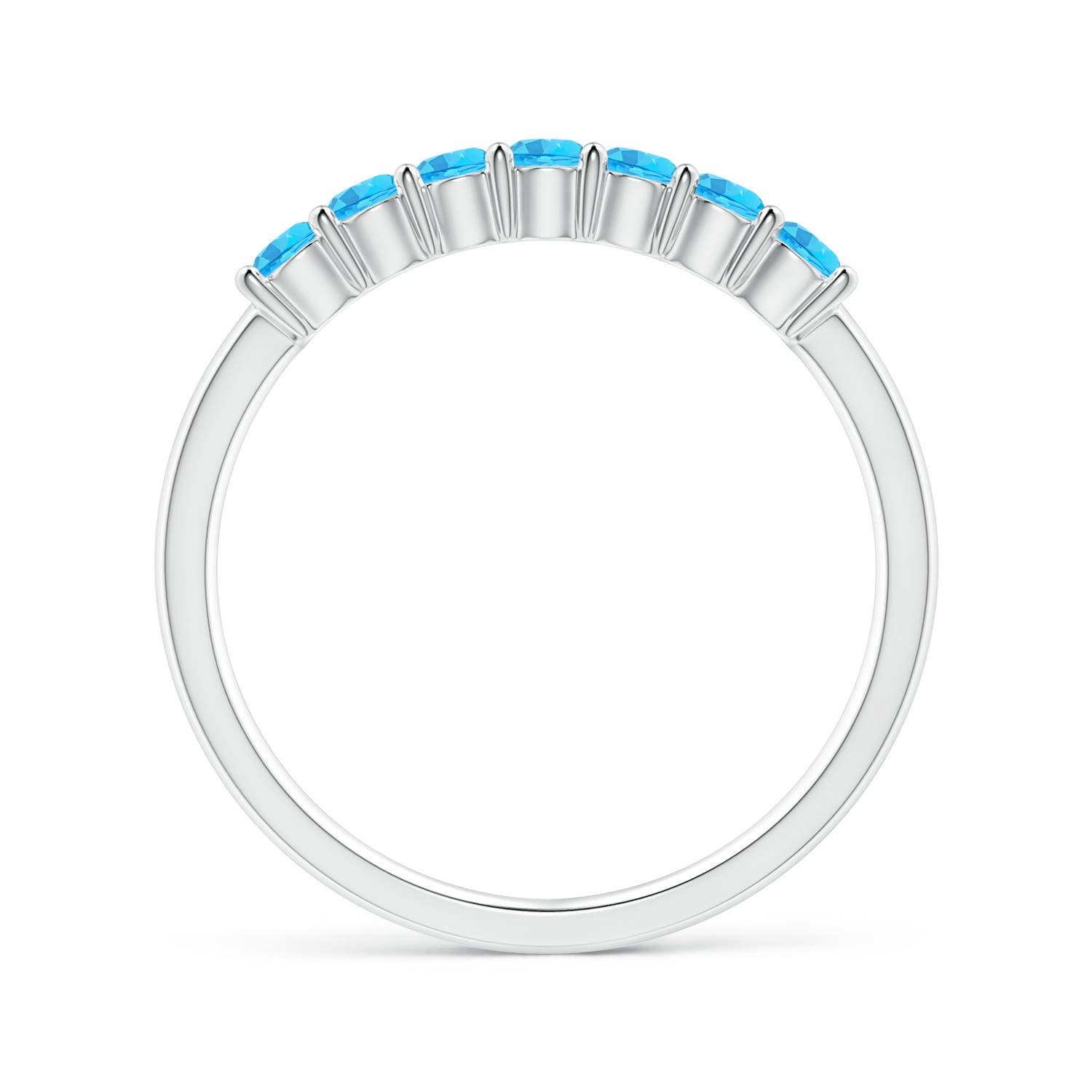 2.5mm AAAA Half Eternity Seven Stone Swiss Blue Topaz Wedding Ring in P950 Platinum