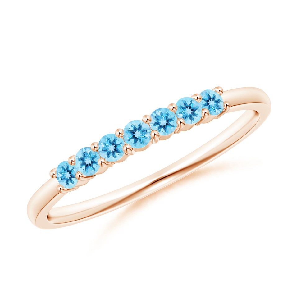 2mm AAA Half Eternity Seven Stone Swiss Blue Topaz Wedding Ring in Rose Gold 