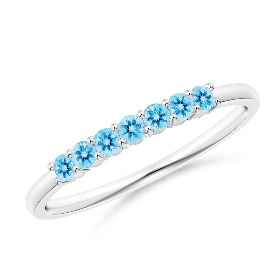 2mm AAA Half Eternity Seven Stone Swiss Blue Topaz Wedding Ring in White Gold 