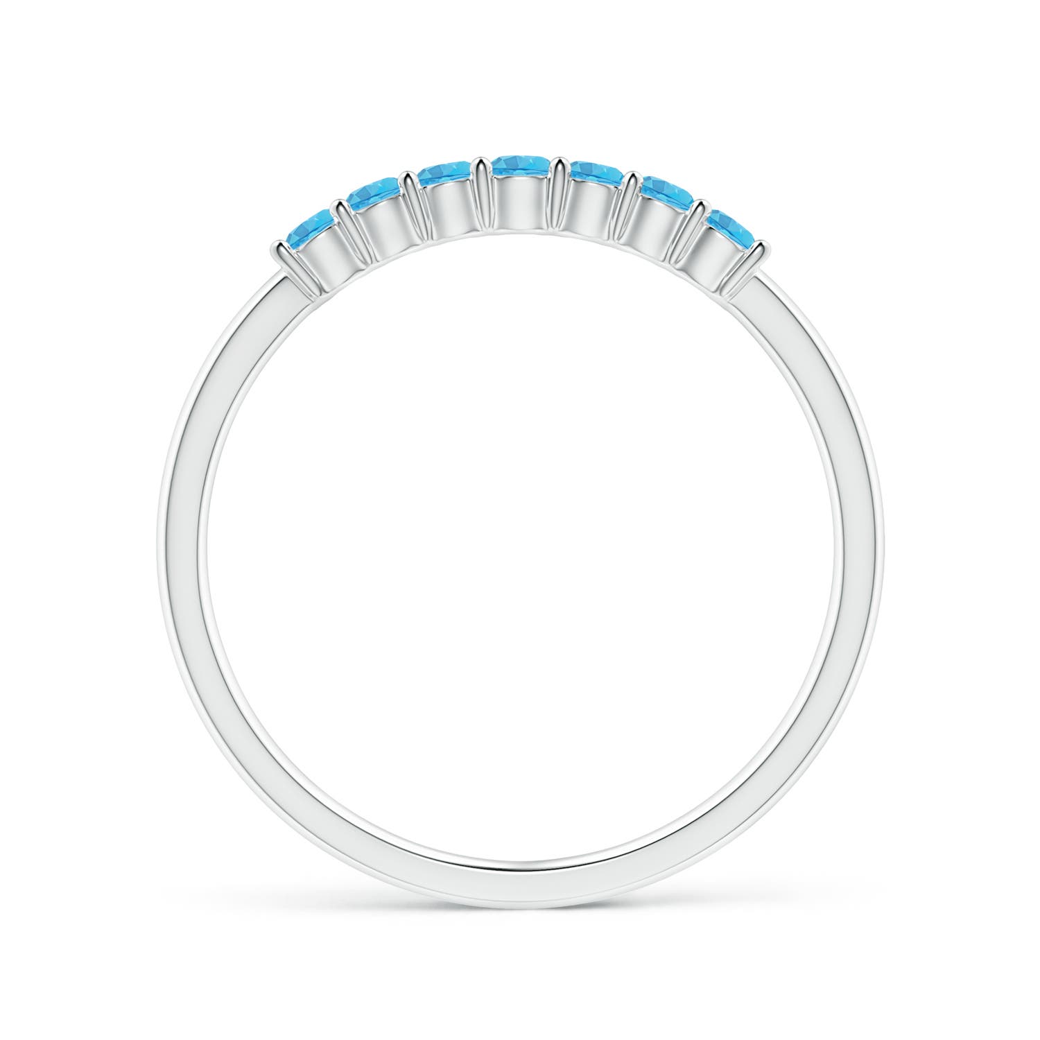 2mm AAA Half Eternity Seven Stone Swiss Blue Topaz Wedding Ring in White Gold