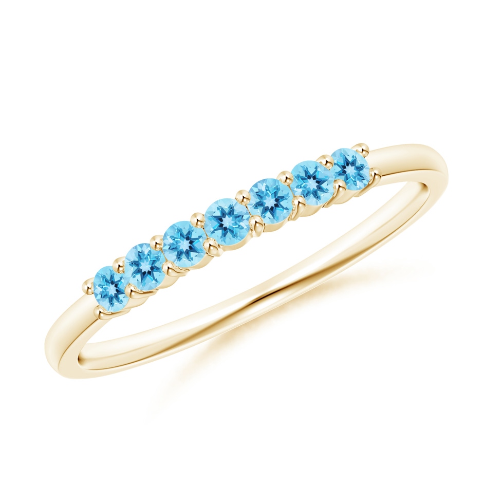 2mm AAA Half Eternity Seven Stone Swiss Blue Topaz Wedding Ring in Yellow Gold 