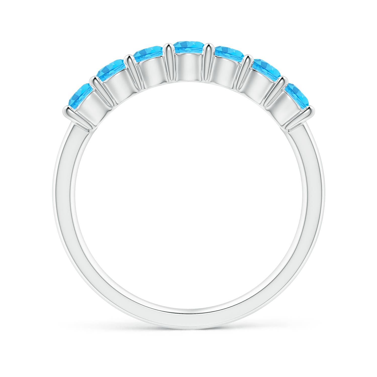 3mm AAAA Half Eternity Seven Stone Swiss Blue Topaz Wedding Ring in P950 Platinum