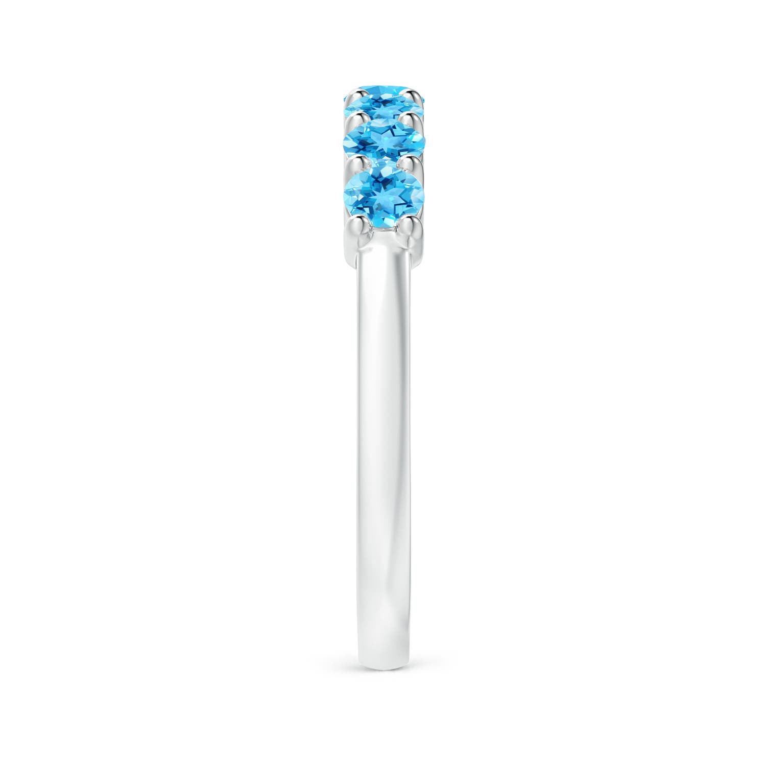 3mm AAAA Half Eternity Seven Stone Swiss Blue Topaz Wedding Ring in P950 Platinum - side 5