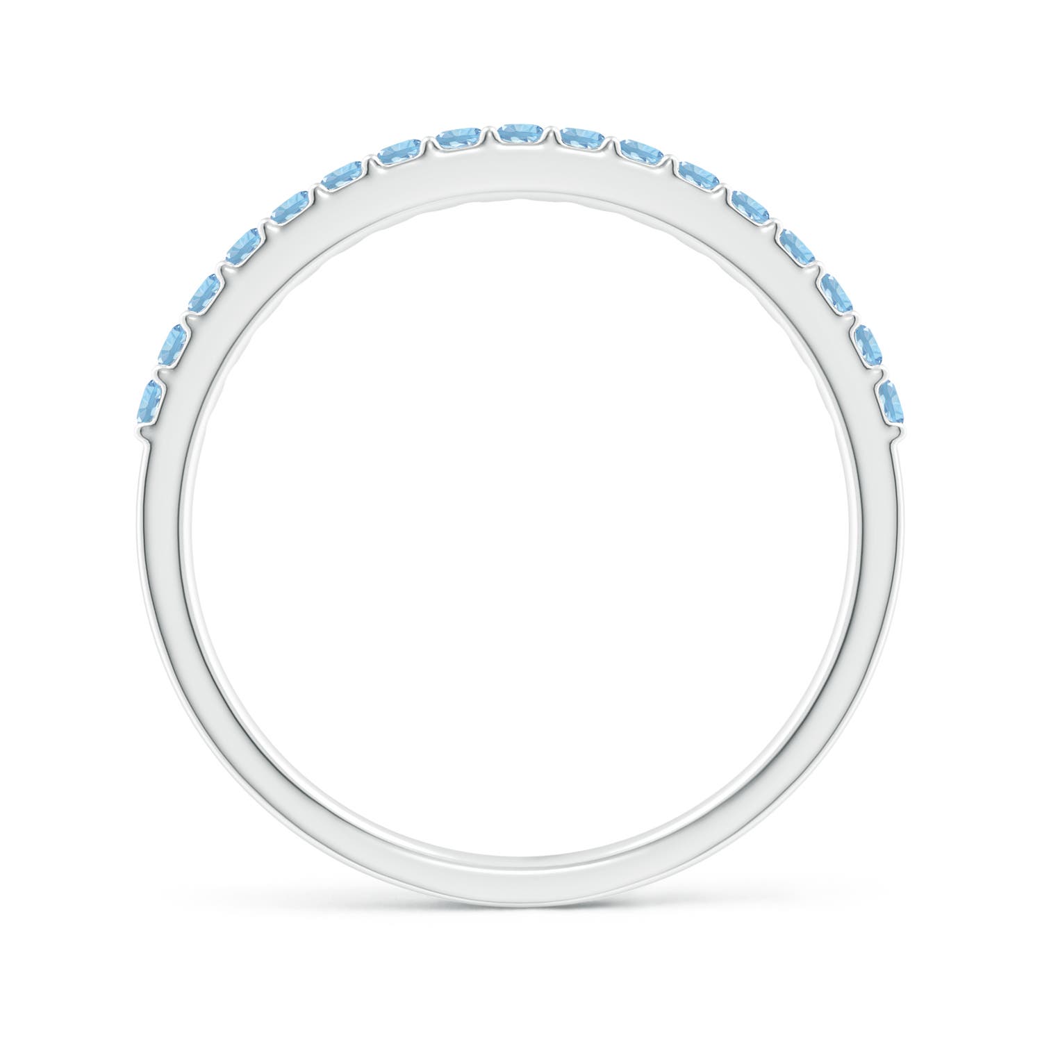 1.5mm AAA Prong Set Half Eternity Round Aquamarine Wedding Ring in 18K White Gold - side 2