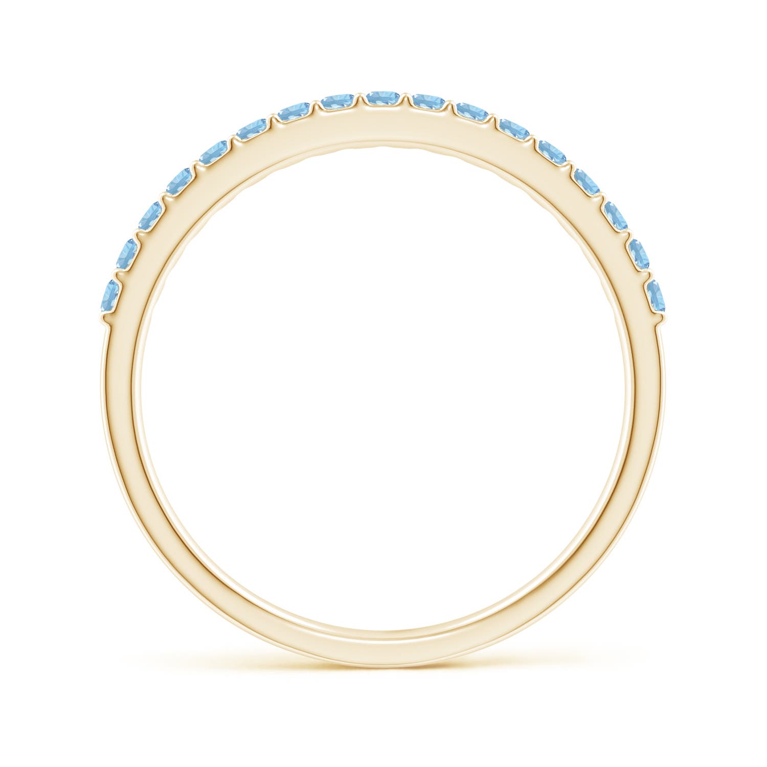 1.5mm AAA Prong Set Half Eternity Round Aquamarine Wedding Ring in 18CT Yellow Gold - side 2