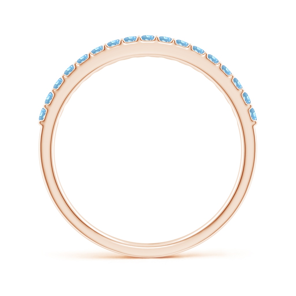 1.5mm AAAA Prong Set Half Eternity Round Aquamarine Wedding Ring in Rose Gold - side 199