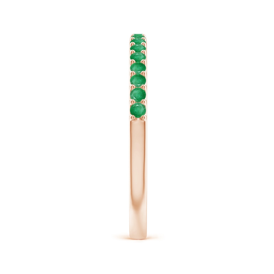 1.5mm A Prong Set Half Eternity Round Emerald Wedding Ring in Rose Gold side 299