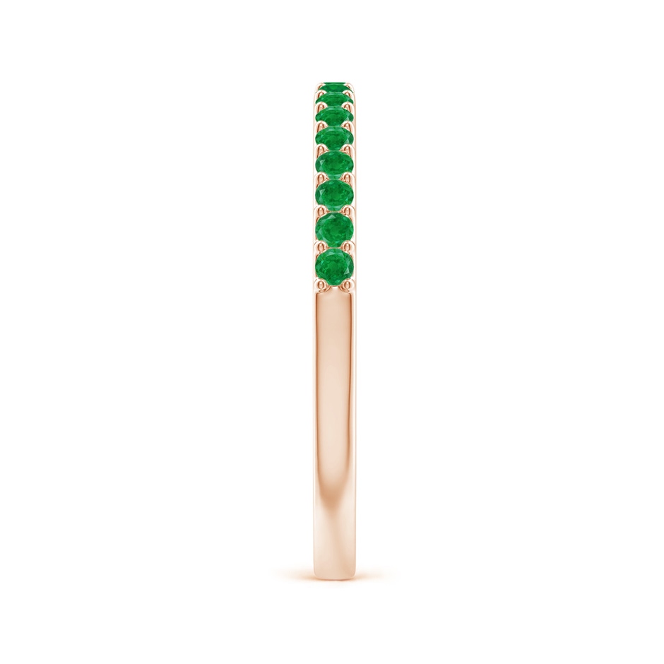 1.5mm AA Prong Set Half Eternity Round Emerald Wedding Ring in Rose Gold side 299