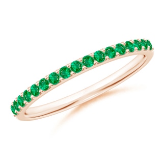 1.5mm AAA Prong Set Half Eternity Round Emerald Wedding Ring in 10K Rose Gold