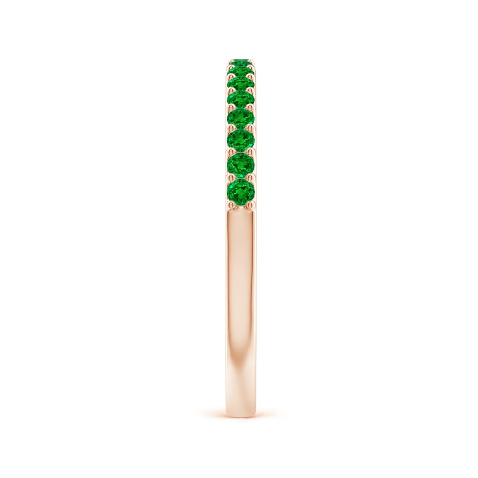 1.5mm AAAA Prong Set Half Eternity Round Emerald Wedding Ring in Rose Gold side 299